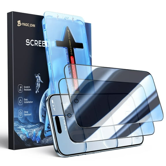 MAGIC JOHN 2 Pack Privacy Screen Protector for iPhone 17 Air Corning Tempered Glass Private Screen Saver Ease of Installation
