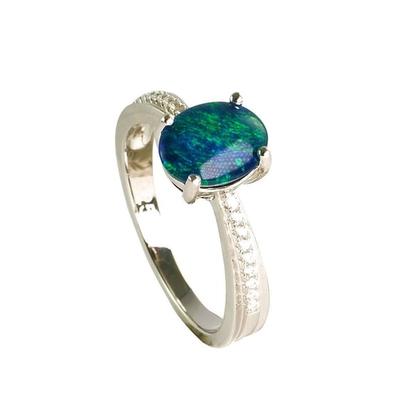 MAGIC MIRACLE STERLING SILVER AUSTRALIAN BLACK OPAL RING (2)