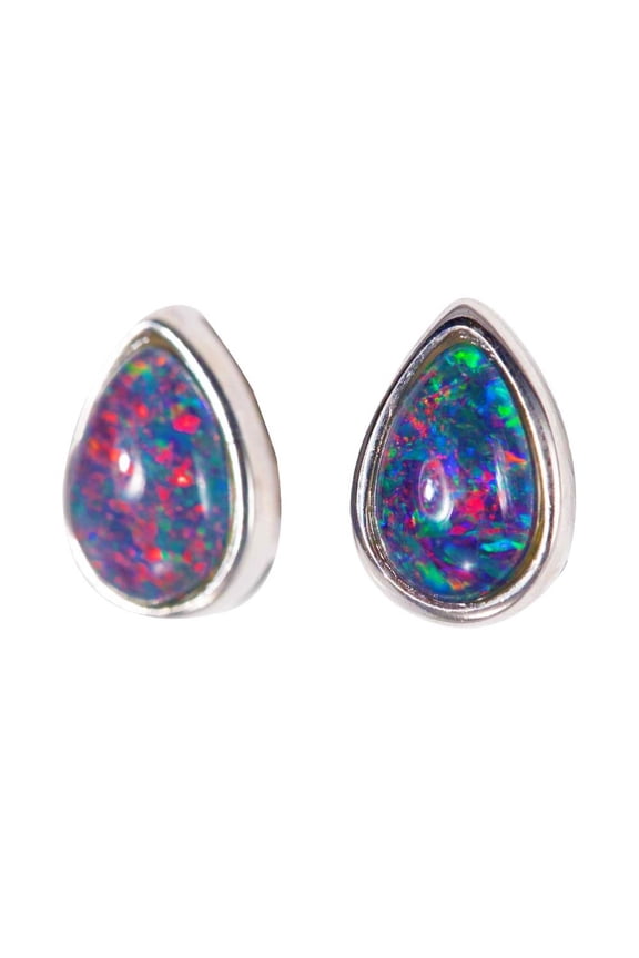 MAGIC MOUNTAIN STERLING SILVER AUSTRALIAN OPAL STUD EARRINGS