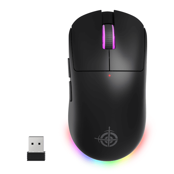 MAGIC-REFINER G6 BT Wireless Gaming Mouse, 24000 DPI, 1000Hz Polling Rate, 300 IPS, 35G Acceleration, 72g Lightweight, 750mAh Battery, Includes White Grip Tape & Braided Cable(Black)