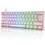 MAGIC-REFINER UK Layout 60% True Mechanical Gaming Keyboard Type C Wired 62 Keys RGB LED Backlit USB Waterproof Keyboard Full Anti-ghosting Keys for Computer/PC/Laptop/MAC (White/Red Switch)