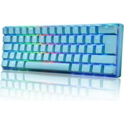 MAGIC-REFINER UK Layout 60% True Mechanical Gaming Keyboard Type C Wired 62 Keys RGB LED Backlit USB Waterproof Keyboard Full Anti-ghosting Keys for Computer/PC/Laptop/MAC (Blue/Blue Switch)
