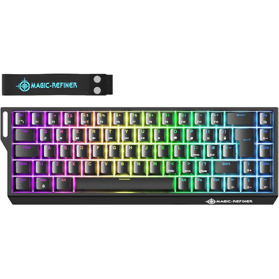 MAGIC-REFINER X68 HE Wired 60% Hall Effect Rapid Trigger Mechanical RGB Gaming Keyboard with 8K Polling,0.04mm RT Accuracy,Magnetic Switch,Adjustable Actuation,Snap Tap for PC Mac Esport Gamer(Black)