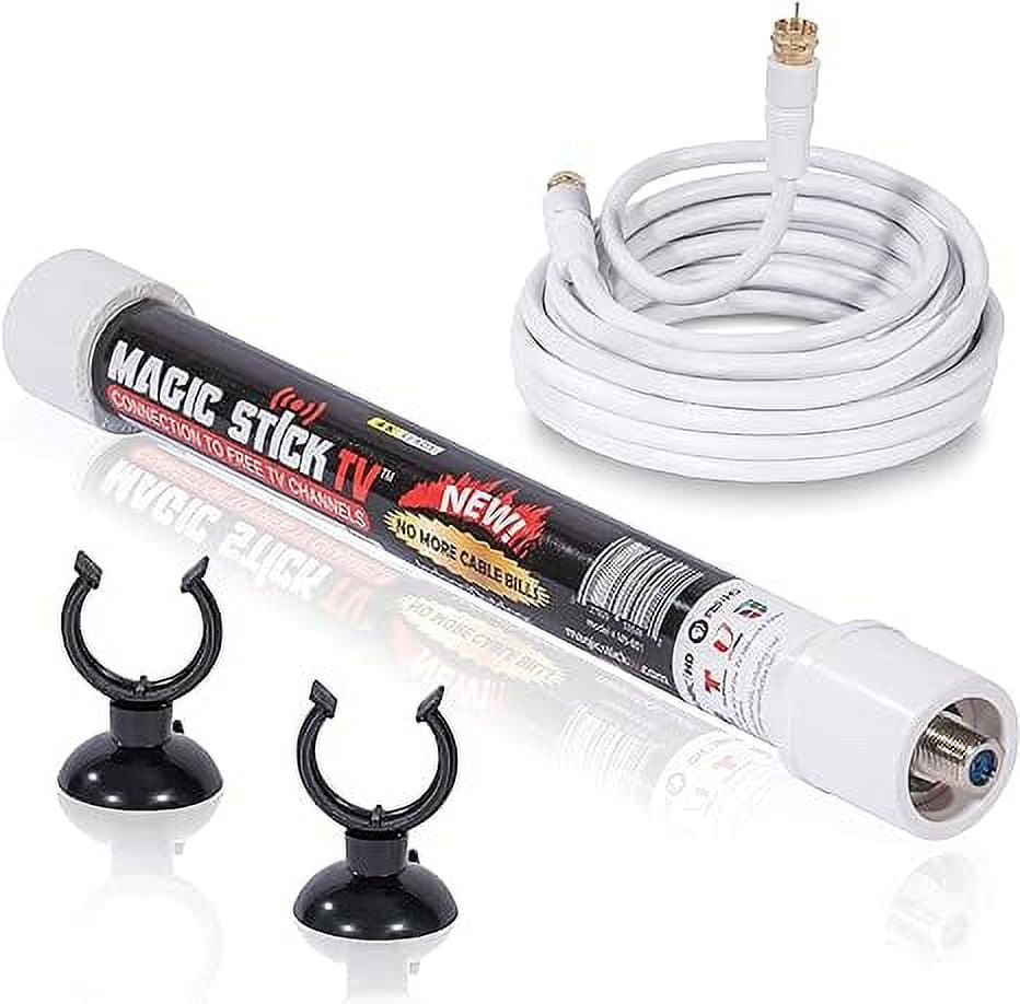 MAGIC STICK TV MAX HD - TV ANTENNA FOR SMART TV ANTENNA FOR DIGITAL TV INDOOR OUTDOOR HD ANTENNA TV DIGITAL HD, AMPLIFIED HD DIGITAL TV ANTENNA SIGNALS UP TO 80 MILES HDTV ANTENNA - 20FT COAXIAL CABLE