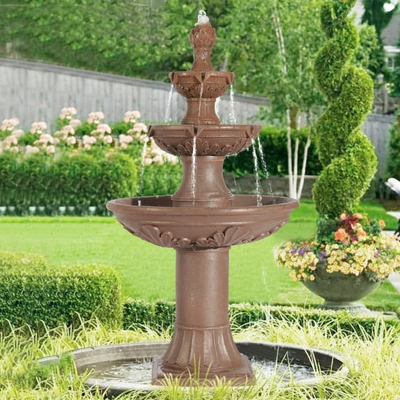 MAGIC UNION Outdoor Garden Water Fountains, 48.4" H Italian Style Fountains and Waterfalls Outside, 3-Tier Large Bubbler Cascading Indoor Floor Water Fountain Features with Pump for Home Yard Decor