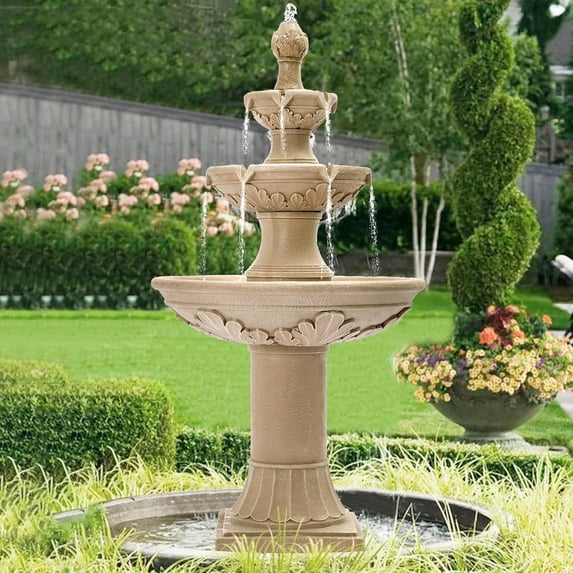 MAGIC UNION Outdoor Garden Water Fountains, 48.4" H Italian Style Fountains and Waterfalls Outside, 3-Tier Large Bubbler Cascading Indoor Floor Water Fountain Features with Pump for Home Yard Decor