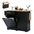 thumbnail image 1 of MAGIC UNION Rolling Kitchen Island Cart w/Drop Leaf, Portable Kitchen Islands w/Storage Cabinet, Drawer, Spice Towel Rack, Island Table for Kitchen w/Trash Storage Cabinet, Mobile Island Table, 1 of 10