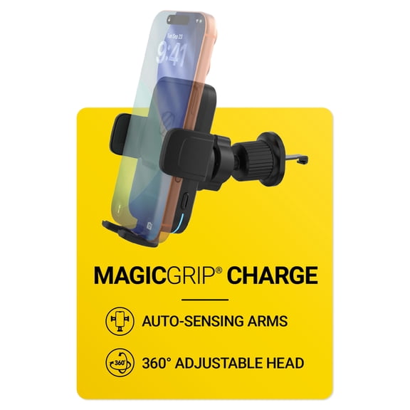Scosche MagicGrip 10W Auto Grip Qi Certified Wireless Charging Vent Mount w/ 360 Viewing SUHQSVM-SP1