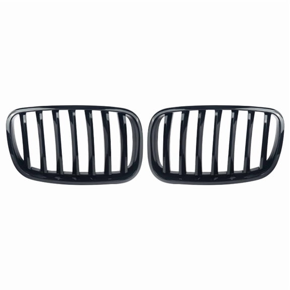 MAGICKIT 2pcs Front Hood Kidney Grille Grill For BMW X5 E70 X6 E71 2007-2013 Gloss Black Left+Right