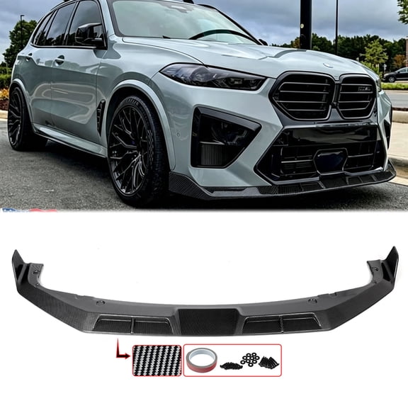 MAGICKIT CARBON FIBER LOOK FRONT BUMPER SPLITTER For BMW X5M F95 F96 X6M 2023+ LCI