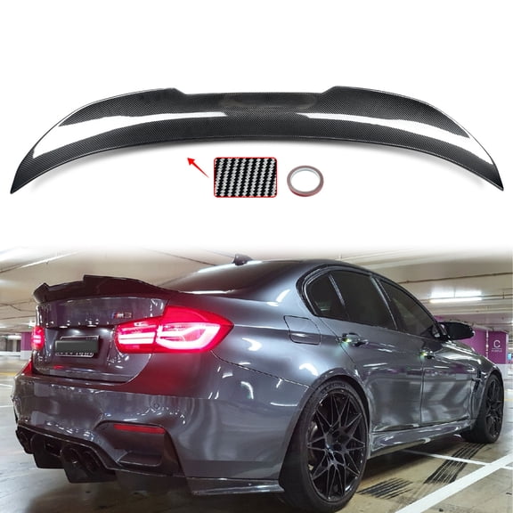 MAGICKIT Carbon Fiber LookHigh-Kick Wing For BMW M3 F80 & F30 Rear Spoiler Lip PSM Style