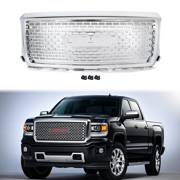 MAGICKIT Chrome For 2014 2015 GMC Sierra 1500 Denali Base SLE SLT Front Bumper Grille New