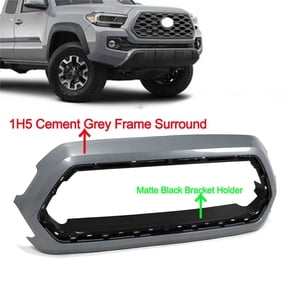 MAGICKIT Compatible With 2016-2023 Toyota Tacoma Front Grille Outer Frame Cement Grey Surround & Black Bracket Holder