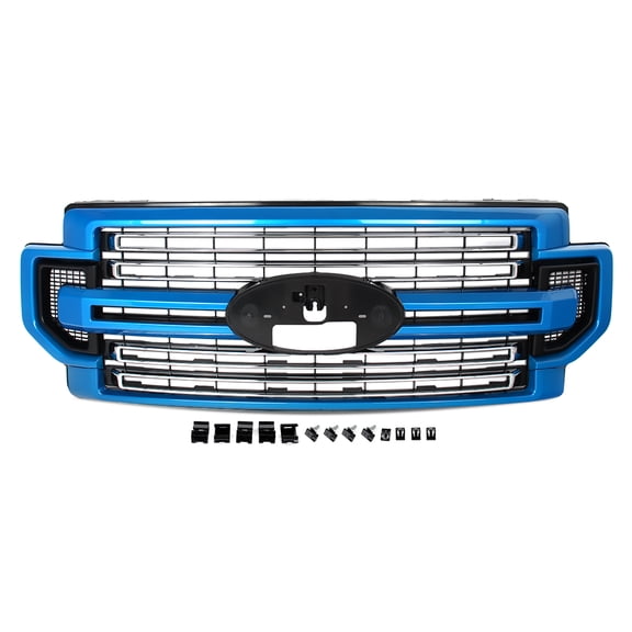 MAGICKIT Fit For 2020-2022 Ford F250 F-350 F450 Super Duty LIMITED Velocity Blue Front Bumper Grille Assembly, No Emblem