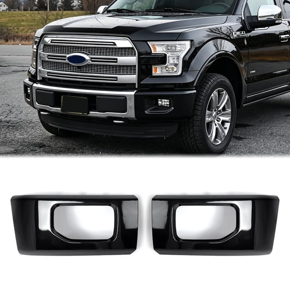 MAGICKIT For 2015-2017 Ford F-150 F150 Tuxedo Black Front Bumper End Cap Overlay Cover