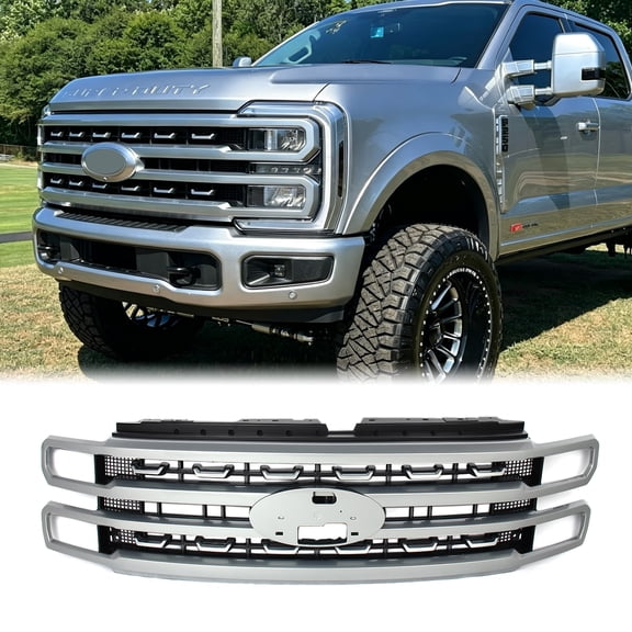 MAGICKIT For 2023 2024 2025 Ford F-250 F-350 Super Duty Iconic Silver Front Platinum Grille