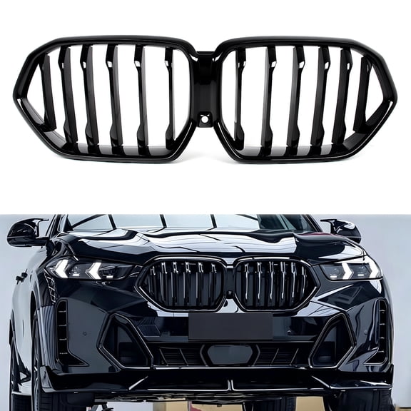 MAGICKIT For BMW X6 G06 M60i 2024-2026 LCI Gloss Black Front Bumper Kidney Grille Grill