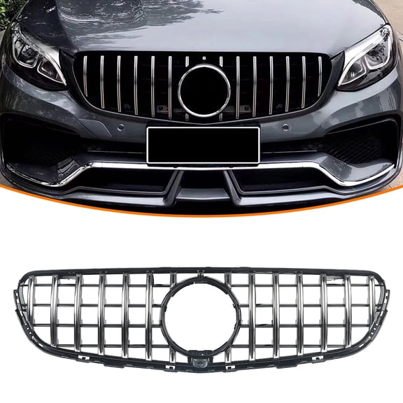 MAGICKIT Front Grille Black+Chrome GT Style Fits Mercedes Benz GLC C253/X253 GLC300 GLC350 2016-2019