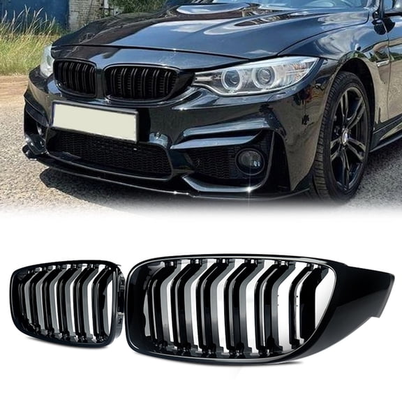 MAGICKIT Front Kidney Grille For 2014-2020 BMW 4-Series F32 F33 F36 435i 440i M4 Style Shiny Black