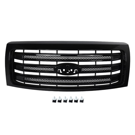 MAGICKIT Gloss Black Front Grille 3-Bar Style Grill For 2009-2014 Ford F-150 F150 FX4