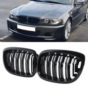 MAGICKIT Glossy Black Dual Slats for BMW 3-Series E46 Coupe Convertible 325Ci 330Ci LCI 2003-2006 Front Kidney Grille