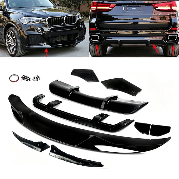 MAGICKIT MP Style Gloss Black Front Lip & Rear Diffuser Aero Body Kit for 20142018 BMW X5 F15 (M Sport Package)