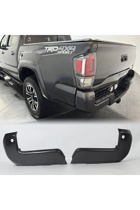 Magnetic Gray Rear Bumper End Caps For 2016-2023 Toyota Tacoma w/ Sensor Holes 2Pcs