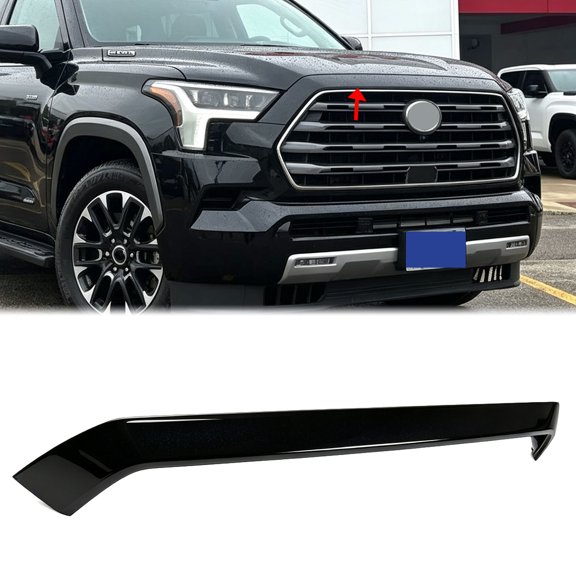 MAGICKIT Midnight Black Grille Upper Molding Trim For Toyota Sequoia 2023-2026