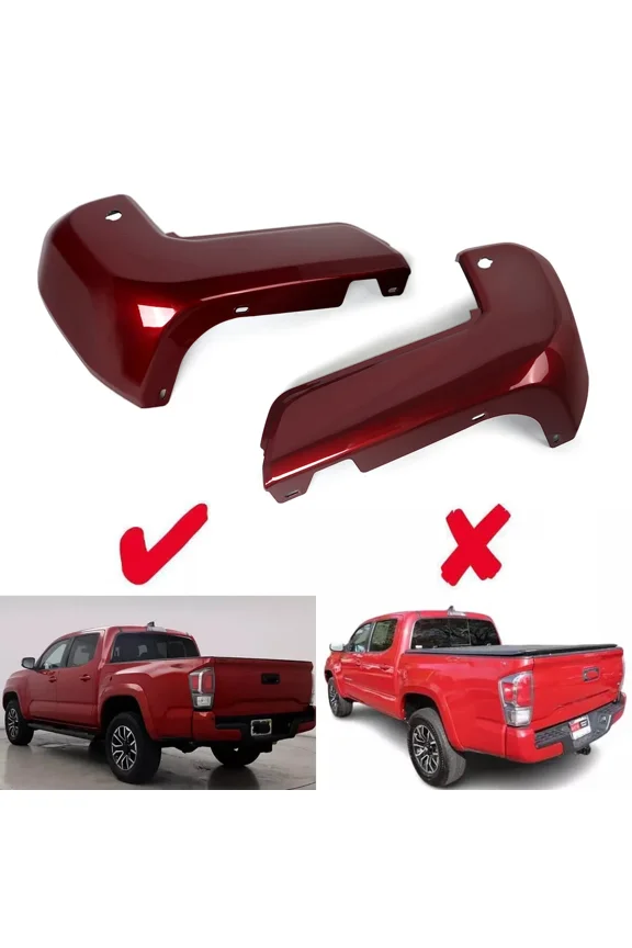 Pair Rear Bumper End Caps W/ Sensor Hole Fits For Toyota Tacoma 2016-2023 Barcelona Red 3R3