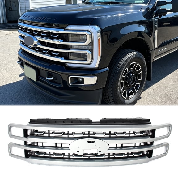 MAGICKIT Platinum Grill Satin Aluminum Grille For 2023 2024 2025 Ford F250 F350 Super Duty