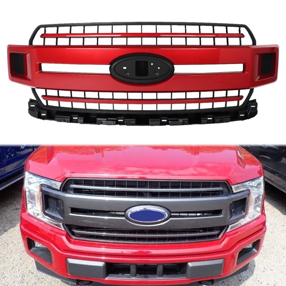 MAGICKIT Rapid Red Front Radiator Grille Assembly For 2018-2020 Ford F-150 F150 JL3Z-8200