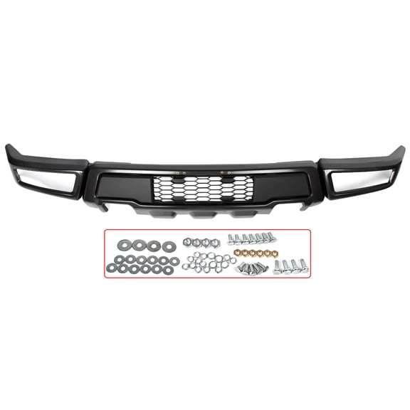 MAGICKIT Raptor Style Smoke Black Front Bumper W/O LED Fog Light For Ford F150 F-150 2009-2014