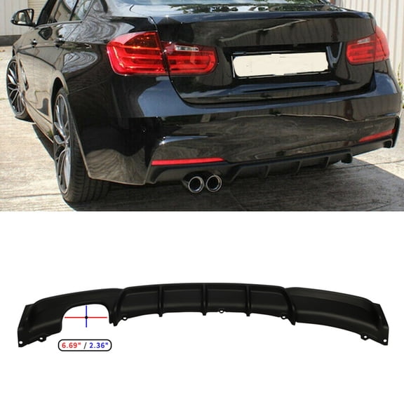 MAGICKIT Rear Bumper Diffuser Twin Exhaust Cut-outFor BMW 3 Series F30 F31 M Sport 2012-2018 Matte Black