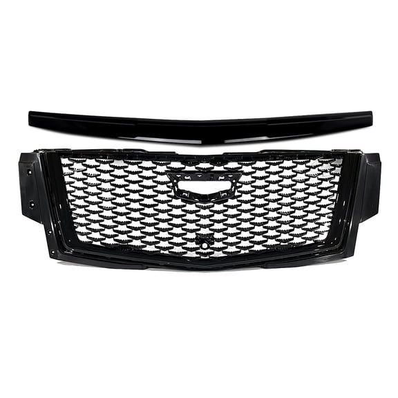 MAGICKIT V Style Grille For Cadillac Escalade 2015-2020 Gloss Black Front Grill W/ Molding Trim