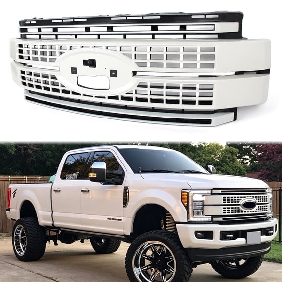 MAGICKIT White Platinum Grille For 2017 2018 2019 Ford F-250 F-350 Platinum King Ranch Lariat