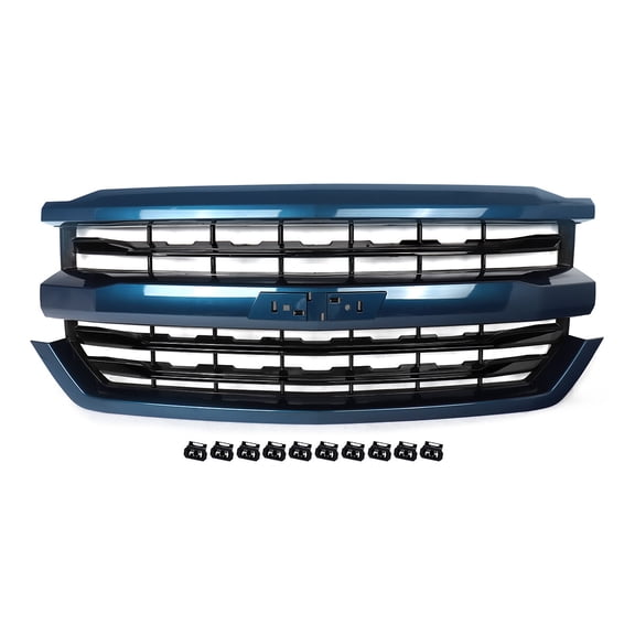 MAGICKIT Z71 Style Grille Compatible With 2016 2017 2018 Chevrolet Silverado 1500 Deep Ocean Blue+Black