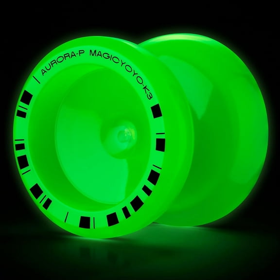 MAGICYOYO K3 Aurora-P Glow-in-The-Dark Pro Yo-Yo for Kids & Adults - Responsive/Unresponsive Fingerspin Trick Yo-Yo for Beginners & Advanced Players with 12 Strings + Accessories (Glow Green)