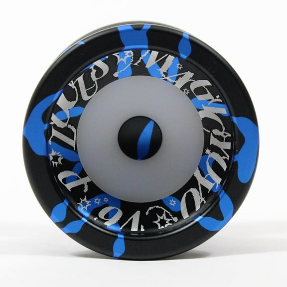 MAGICYOYO Locus V6S Yo-Yo - Aluminum Responsive / Unresponsive Fingerspin YoYo (Black with Blue Splash)
