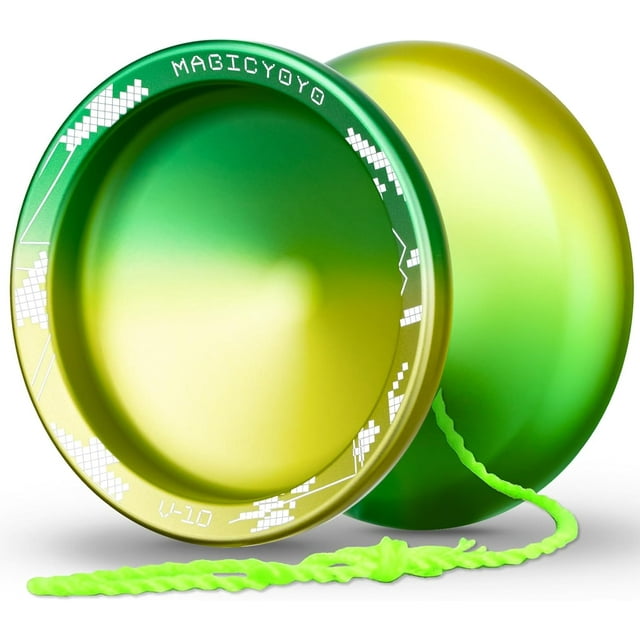 MAGICYOYO Unresponsive Yoyo V10 Yoyo Green Yellow- Professional Finger Spin Tricks Yoyo for Beginner