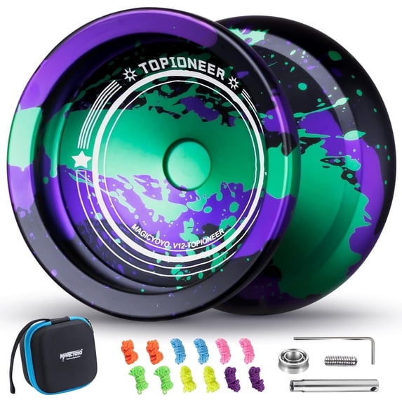 MAGICYOYO V12 Black Green Purple, Finger Spin Yoyo Professional Responsive Yoyo for Kids 8-12