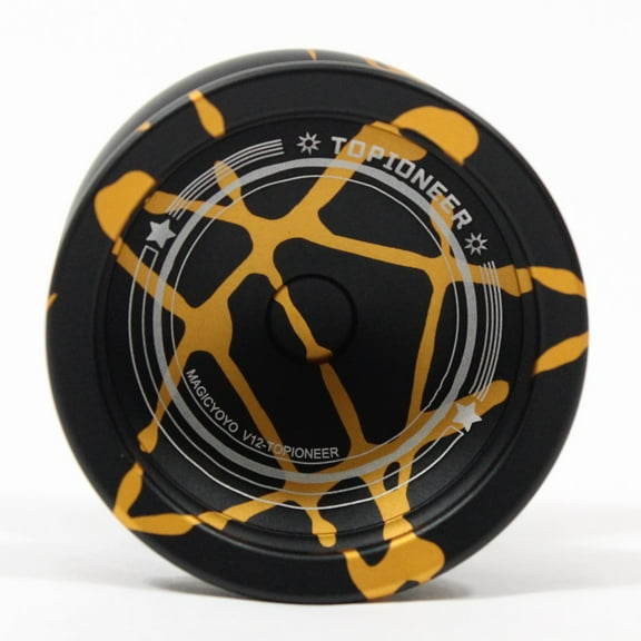 MAGICYOYO V12 TOPIONEER Yo-Yo - Responsive / Unresponsive Fingerspin YoYo (Black w/Gold Splash)