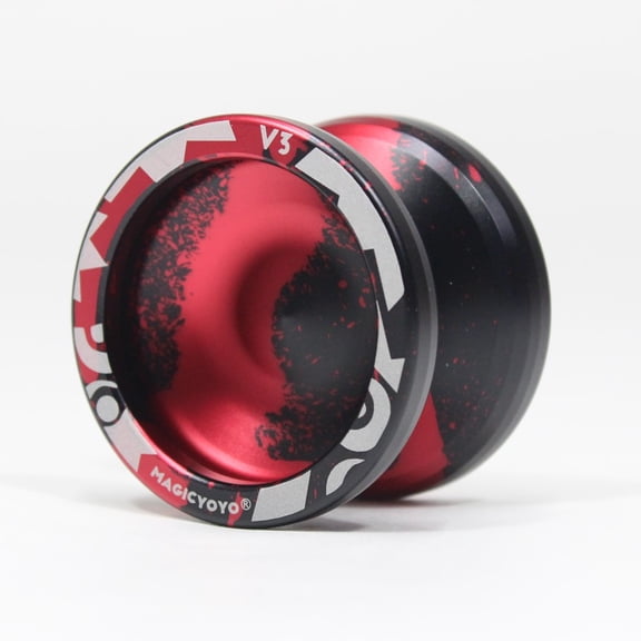 MAGICYOYO V3 Yo-Yo -Beginner to Advanced Aluminum YoYo - Includes Extra Accessory Pack (Black/Red Acid Wash)