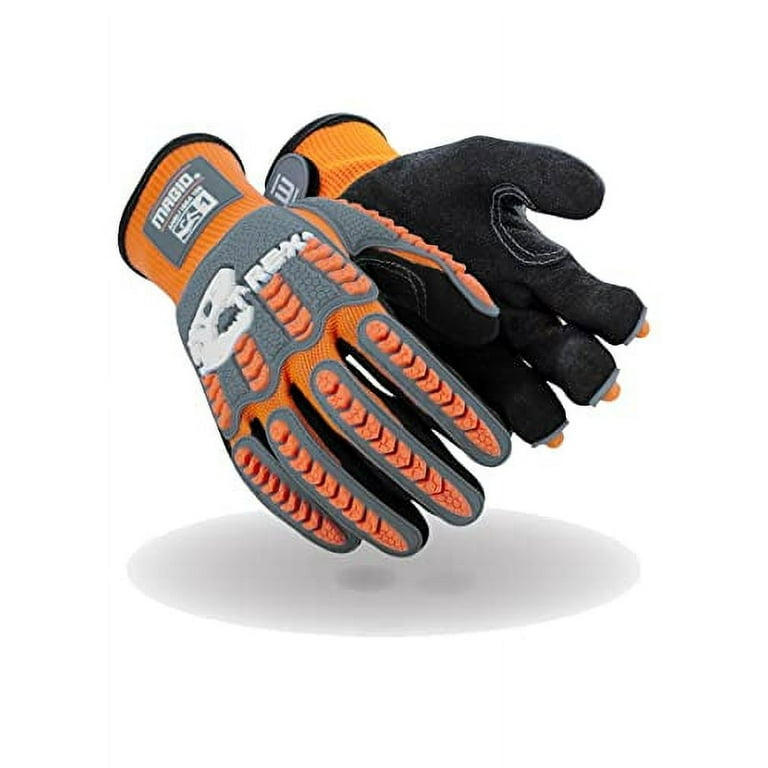 MAGID General Purpose Impact Resistant Work Glove with Grip, 1 Pair, Finger  & Knuckle Protection, Size 8 (Medium), Sandy Nitrile Coated (NitriX),