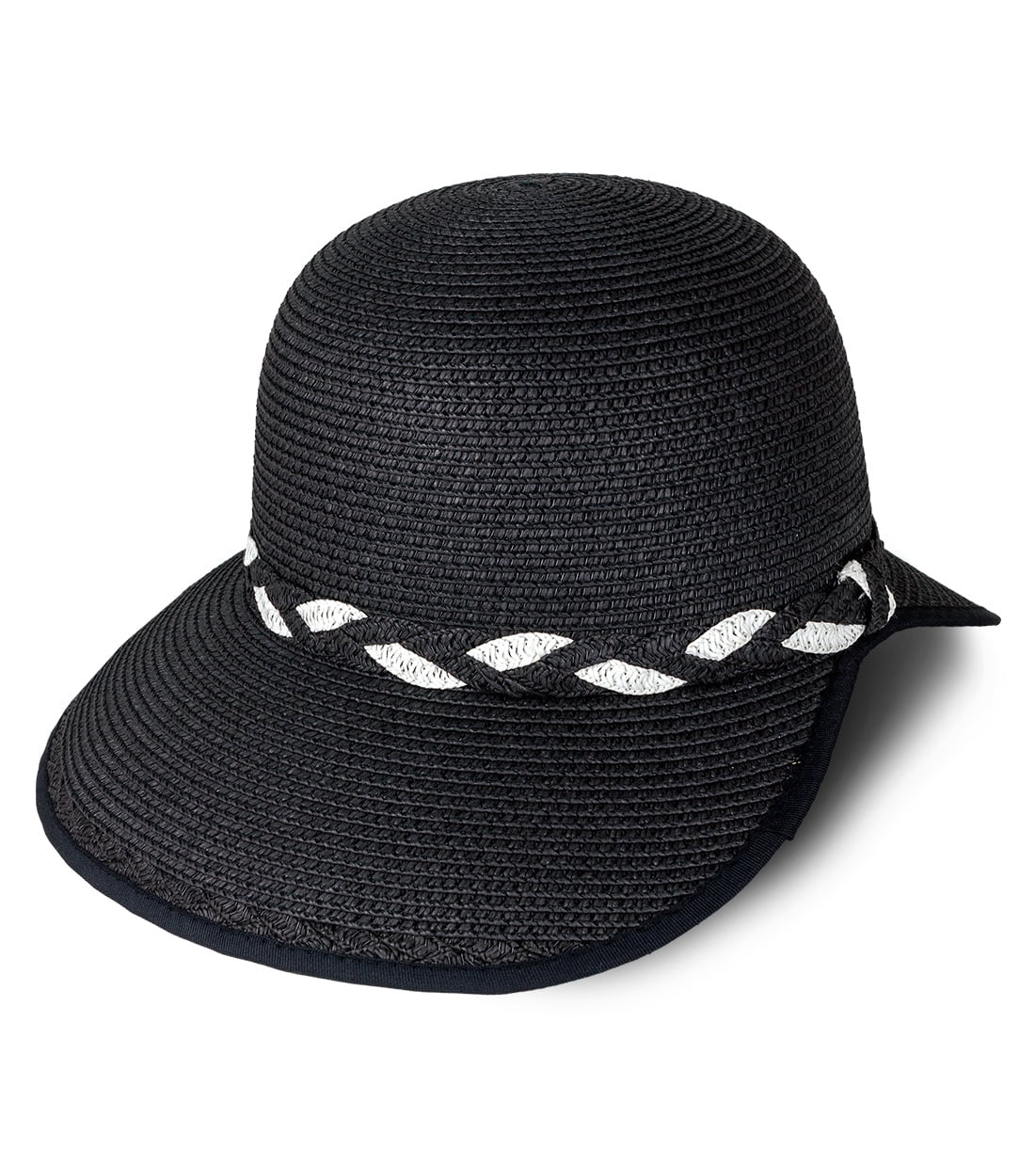 Magid Hats Shapeable Brim Summer Hat Black and White Wide Brim Summer Hat - Adrianne Vittadini  main image 4