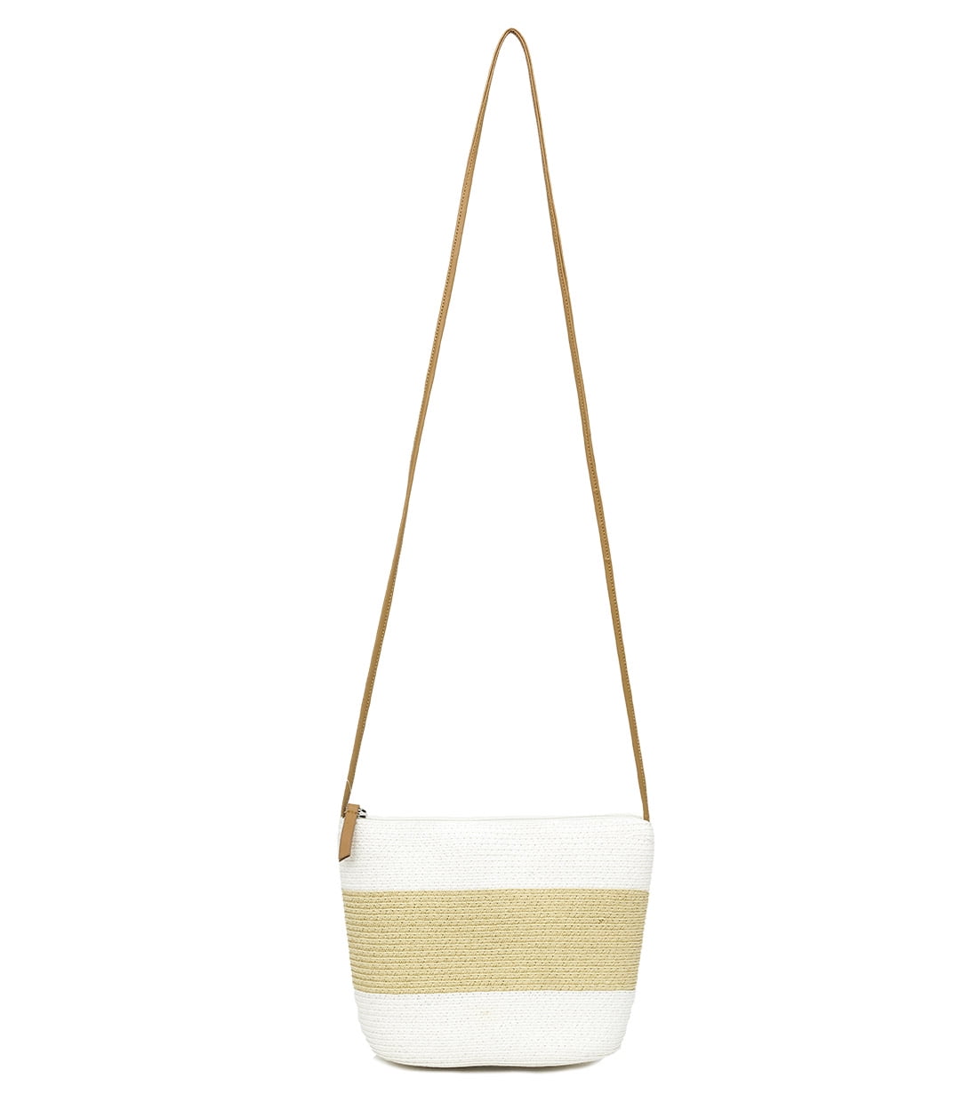 MAGID WOMEN'S WHITE COLORBLOCK PAPER STRAW CROSSBODY BAG