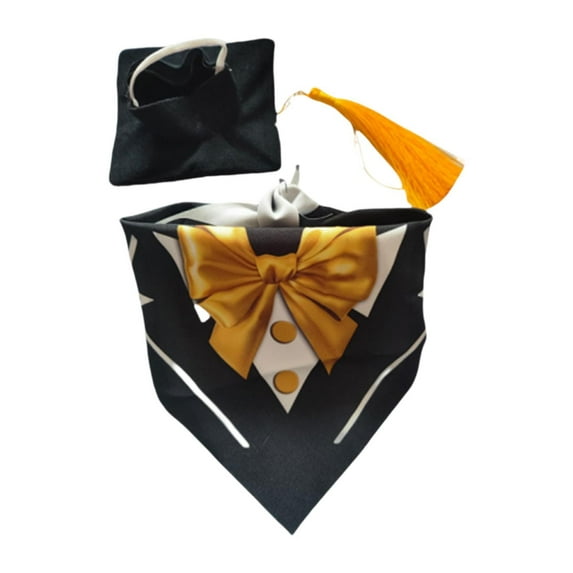 MAGIDEAL 2 Pieces Porch Goose Outfits Hat and Bib, Cute Ornament Goose Costume Goose Clothing for Balcony Party Farmhouse Office Patio black and yellow