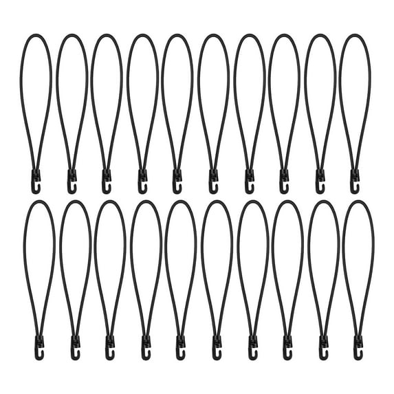 MAGIDEAL 20Pcs Hook Bungee Cords Multipurpose 25cm Length for Luggage Roof Tents Bike Black