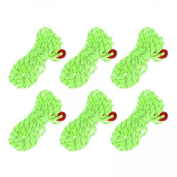 MAGIDEAL 2x 4mm Reflective Tent Guide Rope Guy Line Cord with Aluminum Adjuster Guyline Tensir for Camping Hiking Backpacking - Essential Green