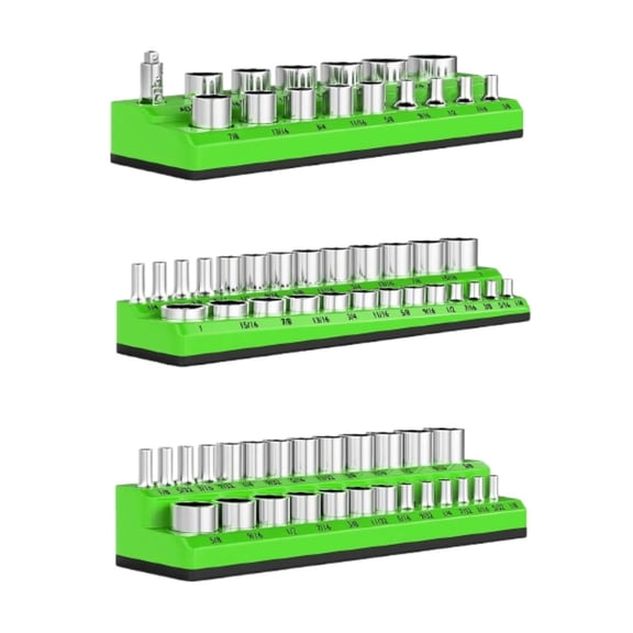 MAGIDEAL 3Pcs Magnetic Socket Organizers Easy to Use Utility Portable for Tool Drawer Green SAE