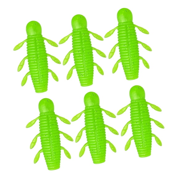 MAGIDEAL 6 Pieces Soft s Artificial Lures Equipment Lifelike Portable Fishing Green